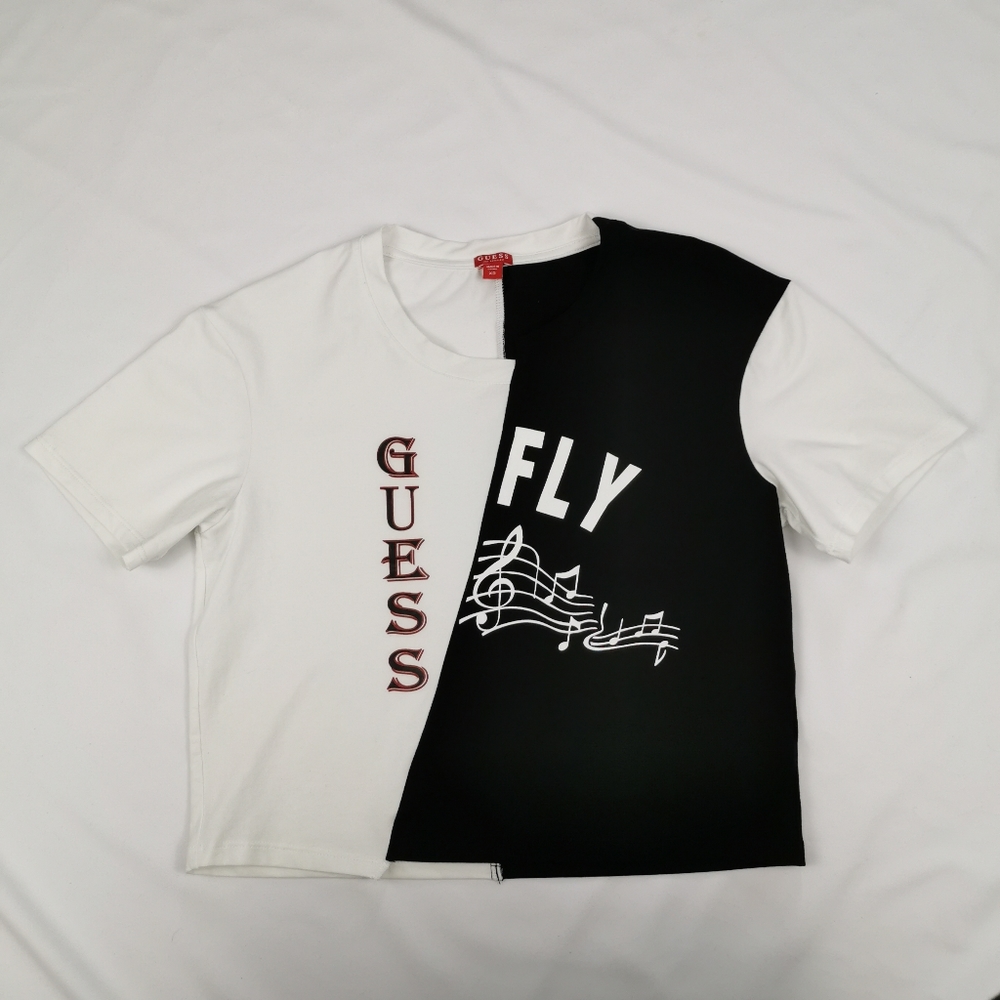 Guess Rae Logo Split Graphic Crop Tee - Picture 4 of 10